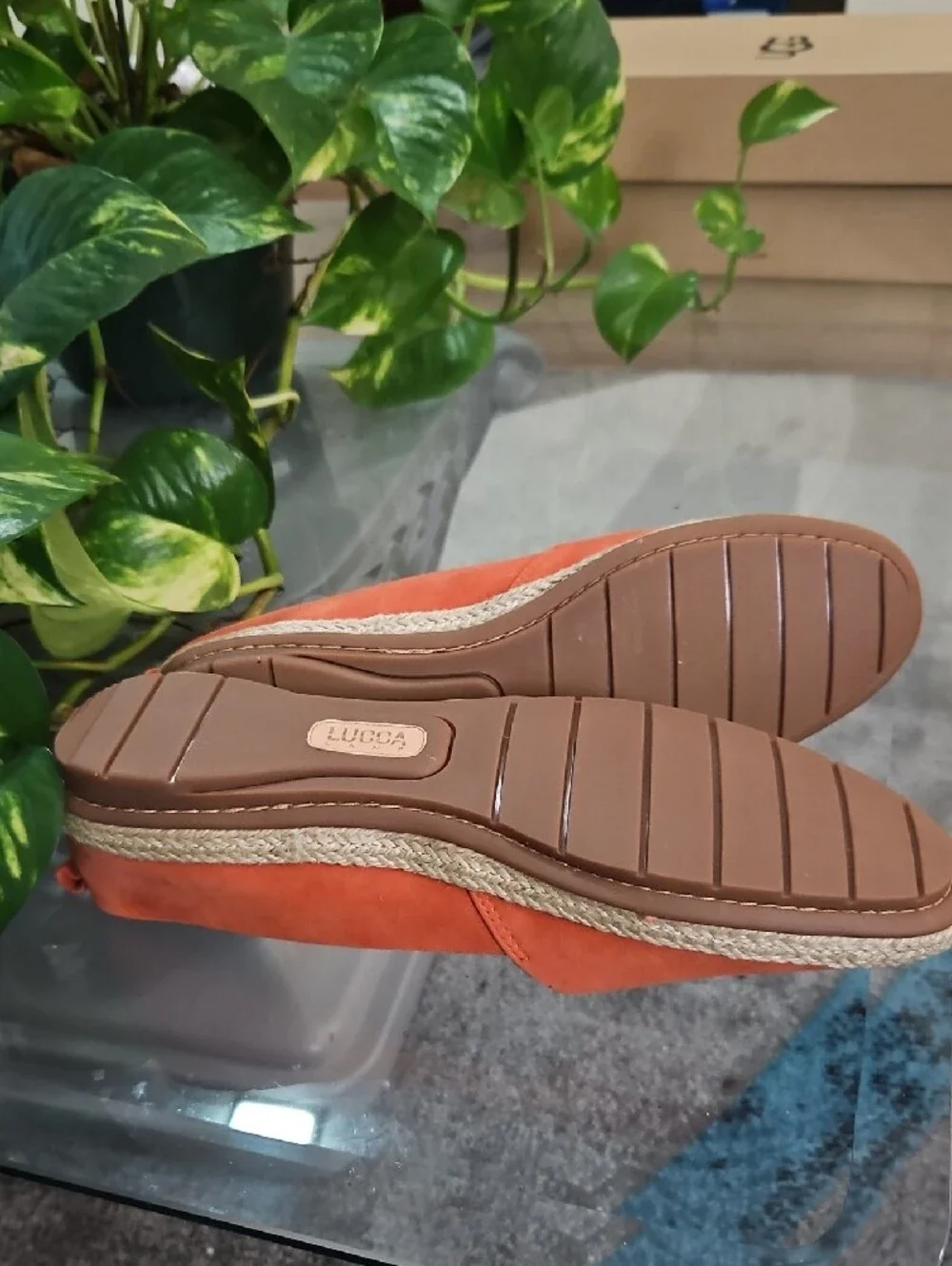 Classic Orange Espadrille Slip-On Flats